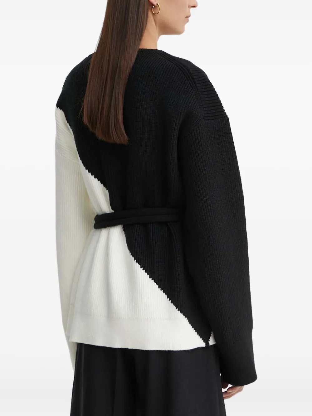 Aeron Diagonal-ribbed Knit Cardigan In Black