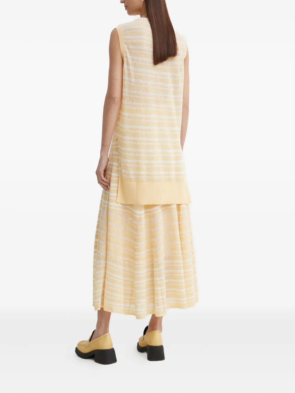 Aeron Striped Sleeveless Knit Top In Neutral