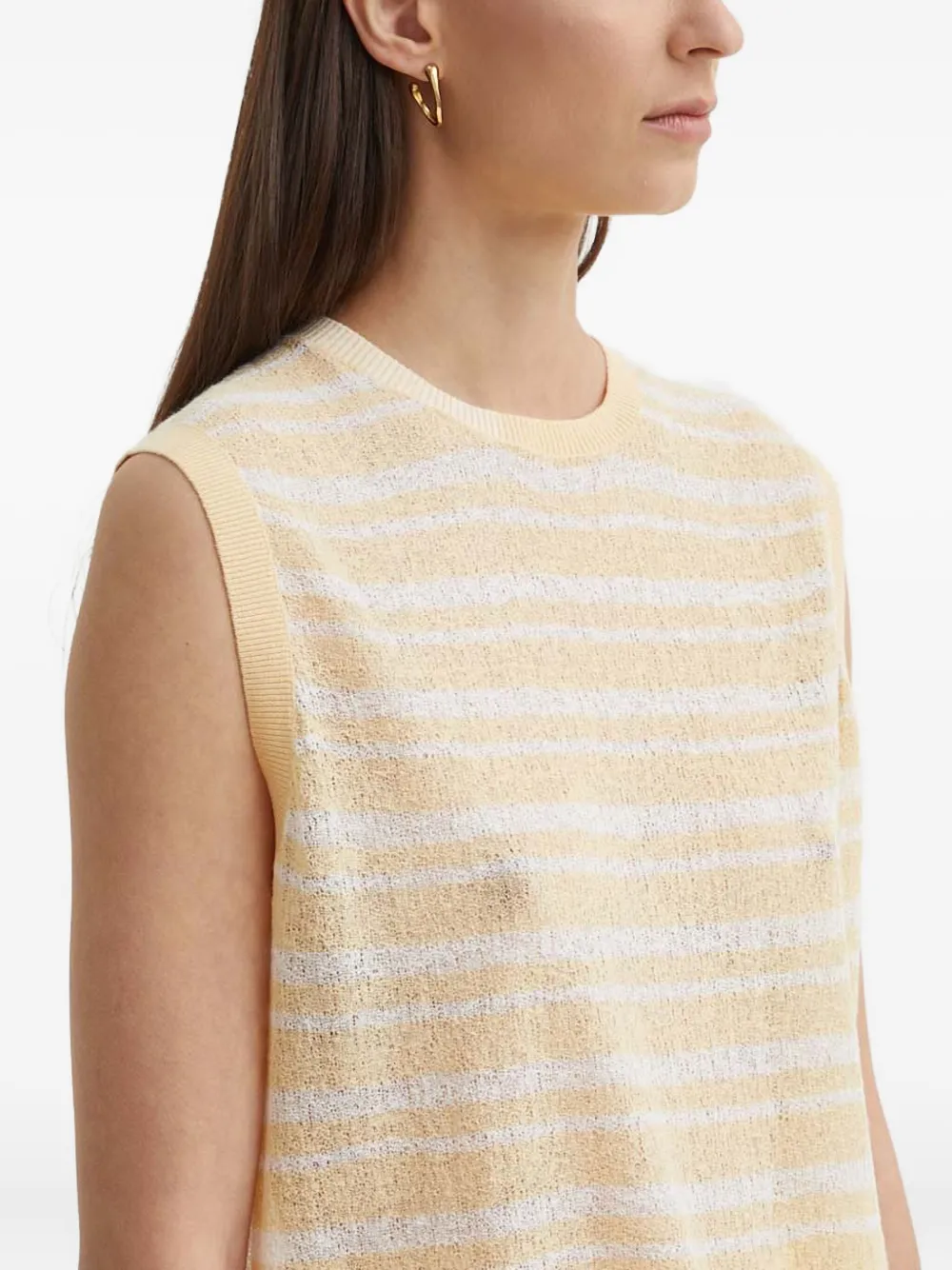 Aeron Striped Sleeveless Knit Top In Neutral