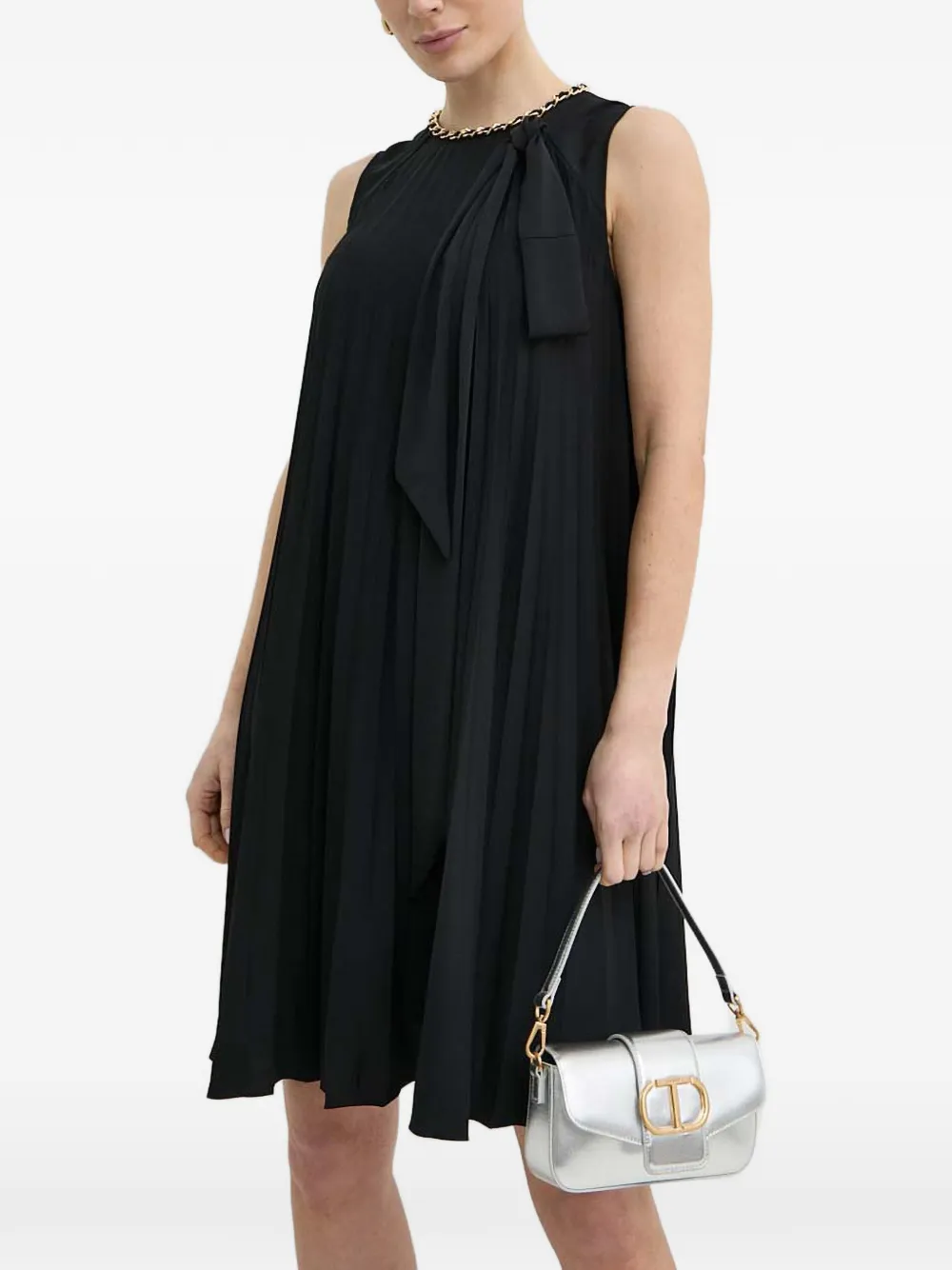 NISSA pleated mini dress - Nero