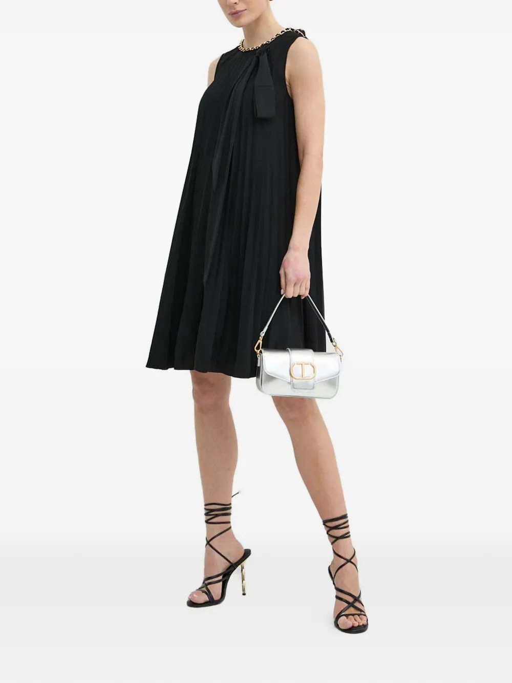 NISSA pleated mini dress - Zwart