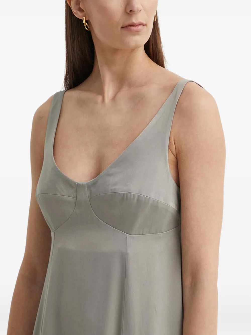 Aeron Asymmetrical Draped Dress In Green