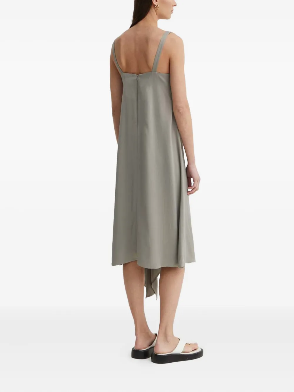 Aeron Asymmetrical Draped Dress In Green