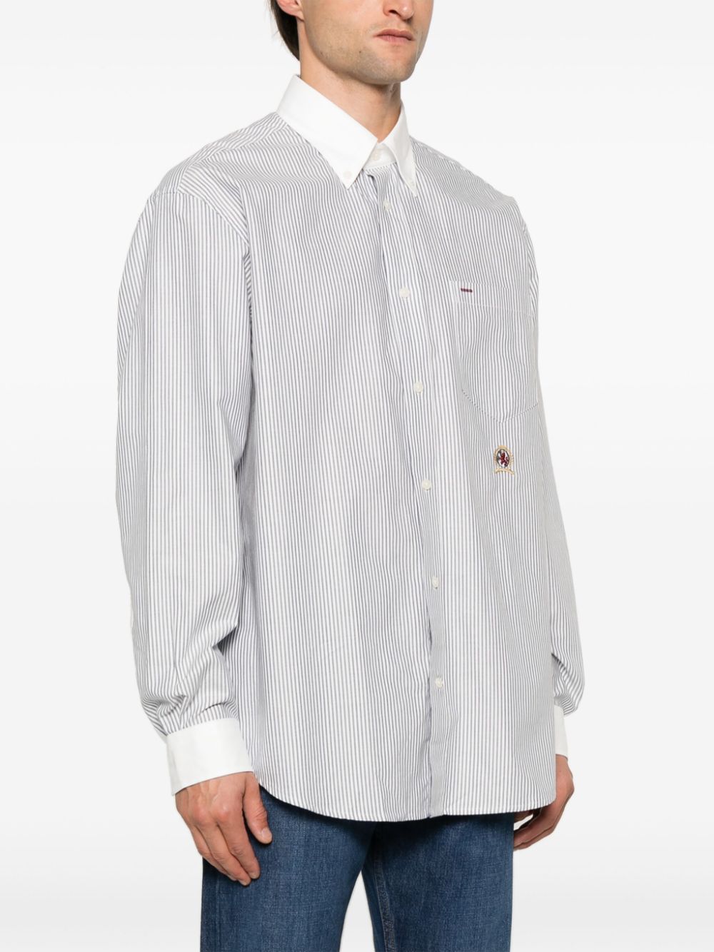 Shop Tommy Hilfiger Striped Shirt In White