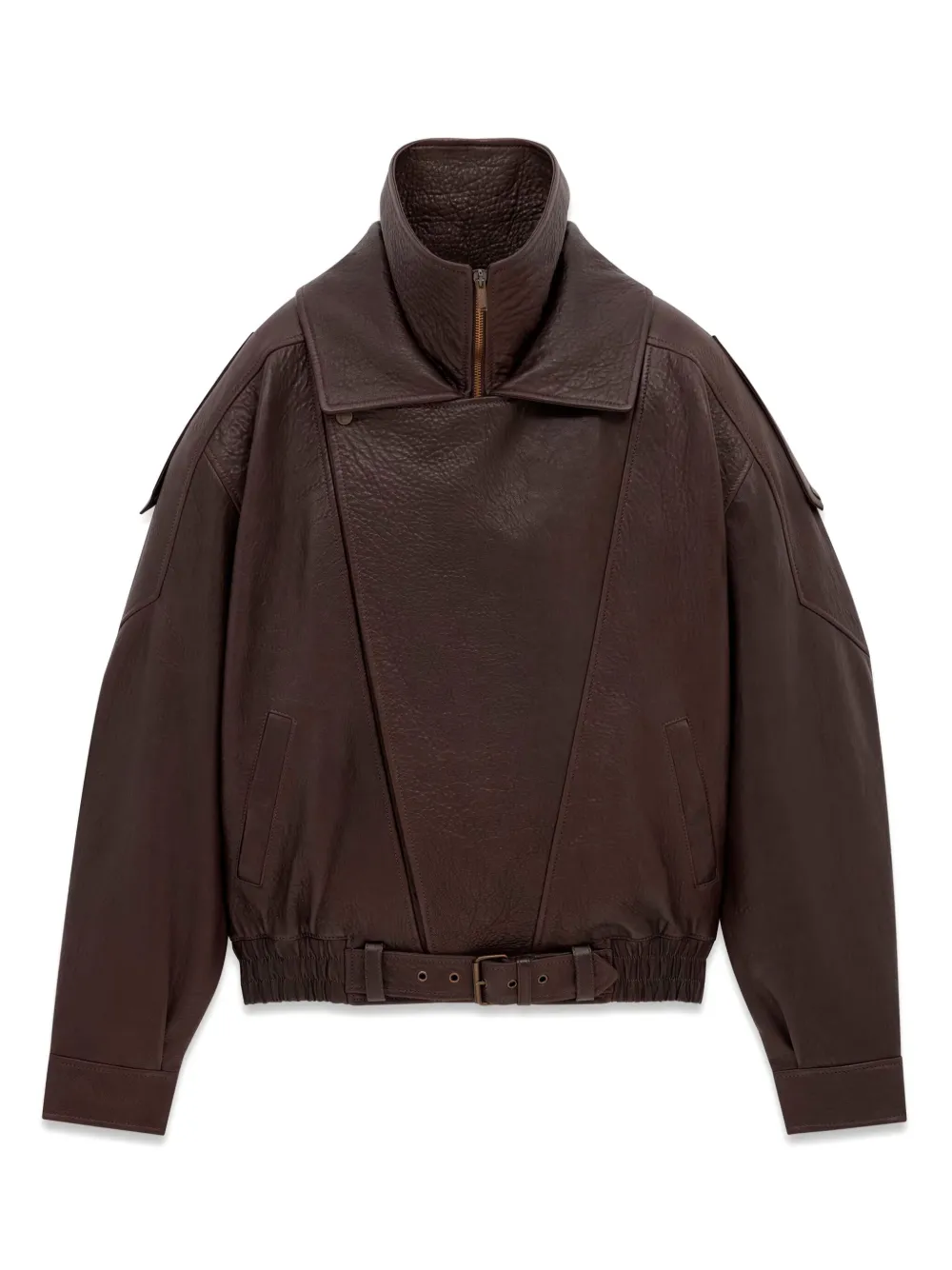 Saint Laurent Leren bomberjack Bruin