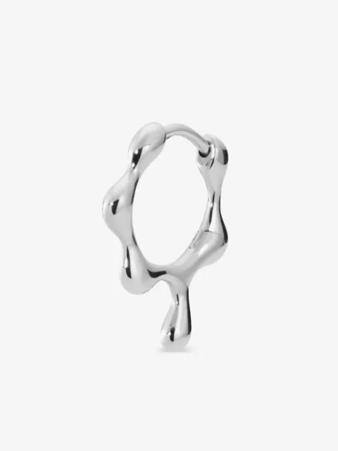 Maria Black 14kt white gold Clover huggie earring