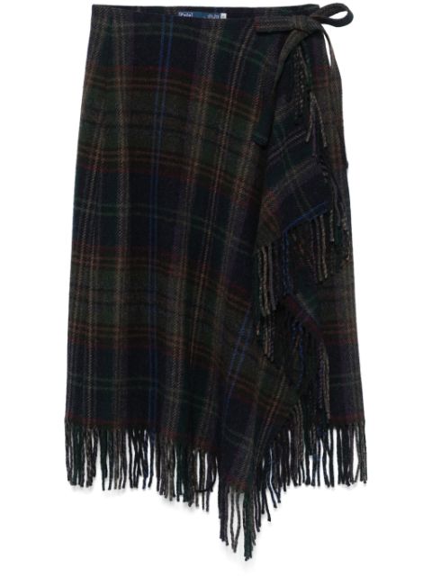 Polo Ralph Lauren fringe-trim plaid wrap skirt Women