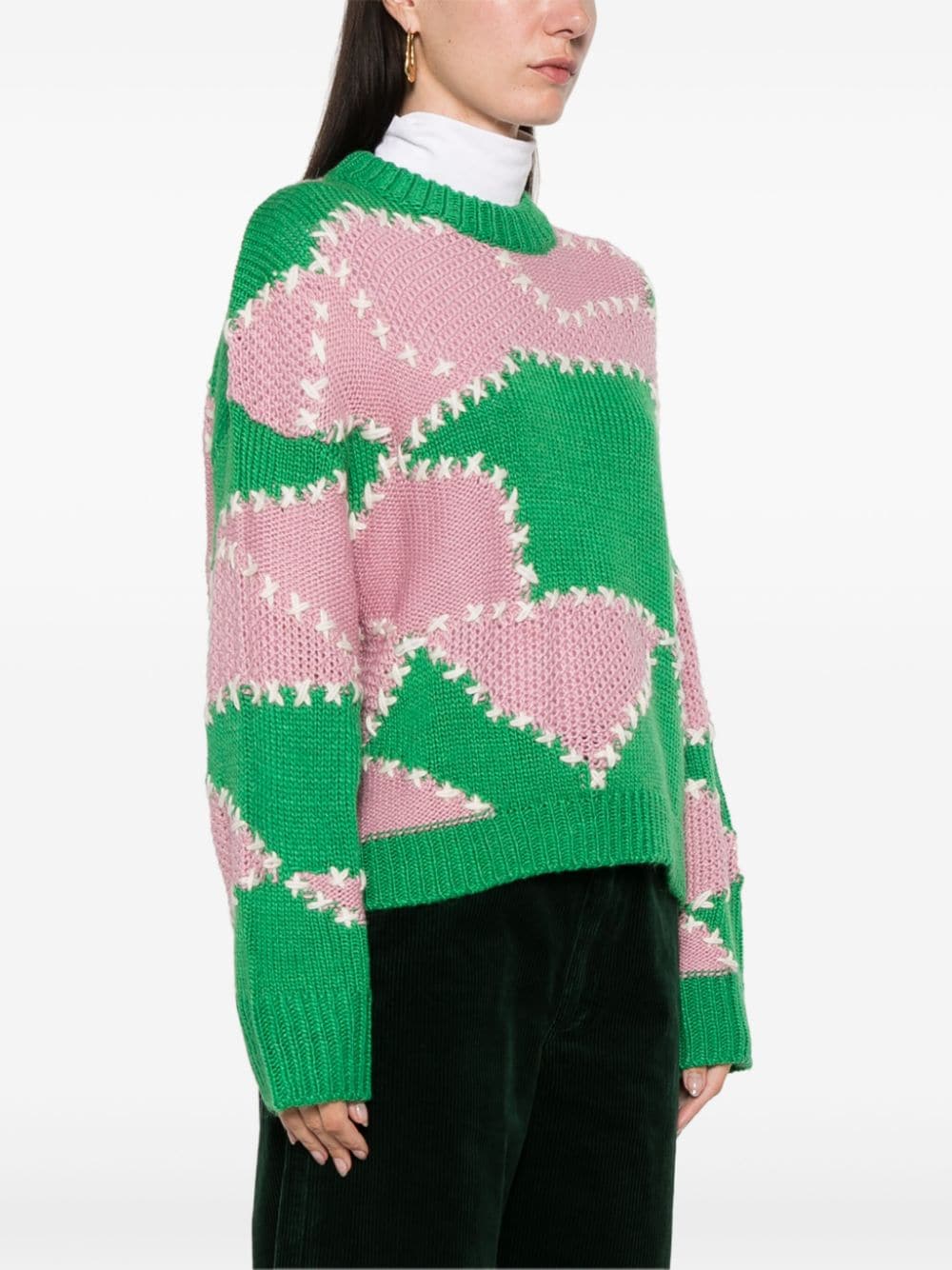 Shop Essentiel Antwerp Patchwork Sweater In Green