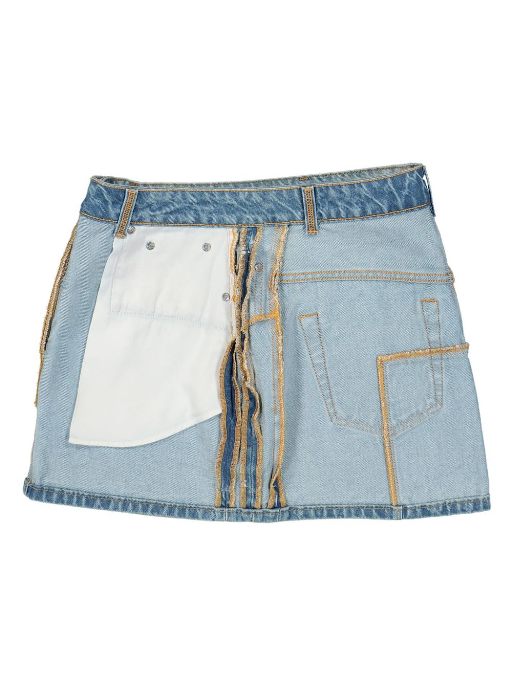 Shop Vetements Inside-out Denim Skirt In Blue