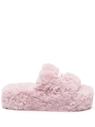 Balenciaga Furry Platform Slides | Pink | FARFETCH BE