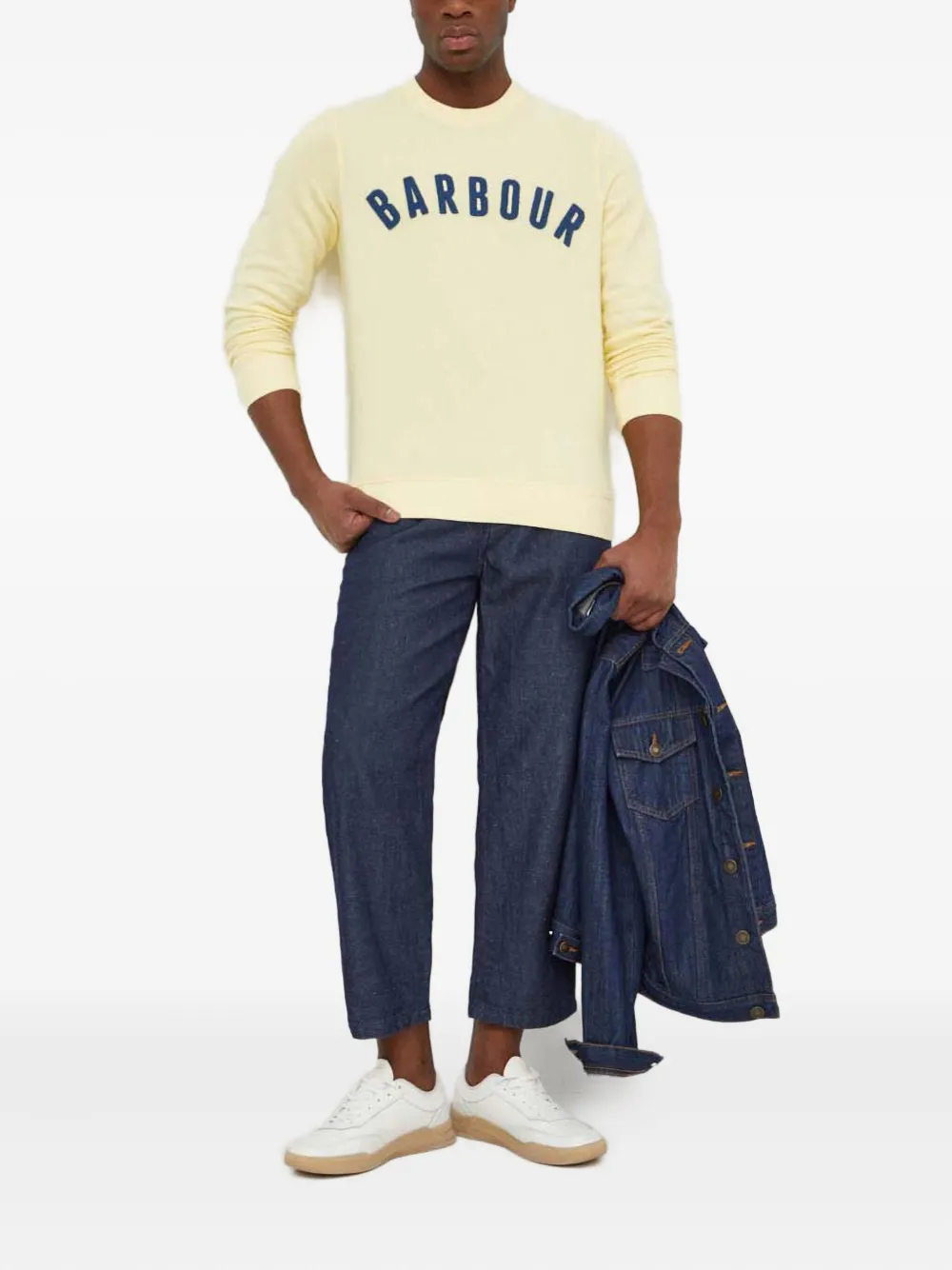 Barbour Prep sweater met ronde hals en logo - Geel