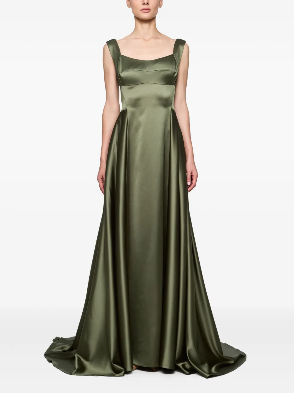 Atu Body Couture Satijnen avondjurk met V-rug Groen