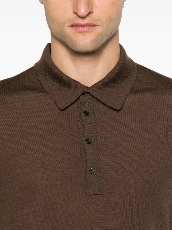 D4.0 fine-knit Polo Shirt | Brown | FARFETCH
