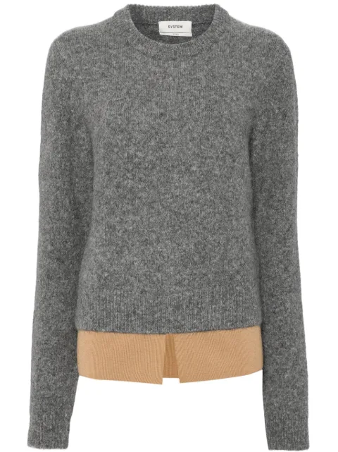 System shirt layered knit top