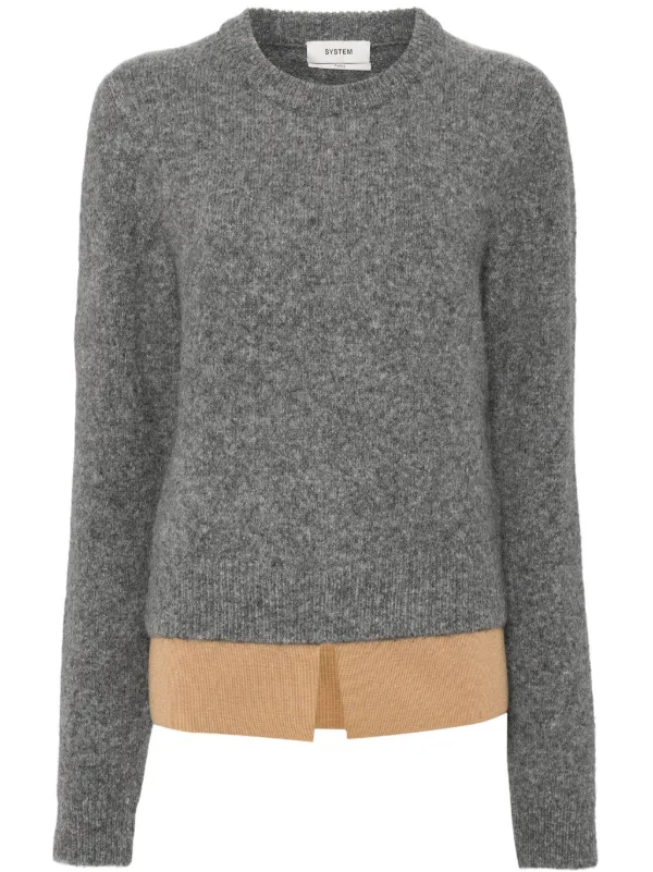 トップス UNOF LAYERED KNIT TOPS トップス UNOF LAYERED KNIT TOPS System Shirt Layered Knit Top
