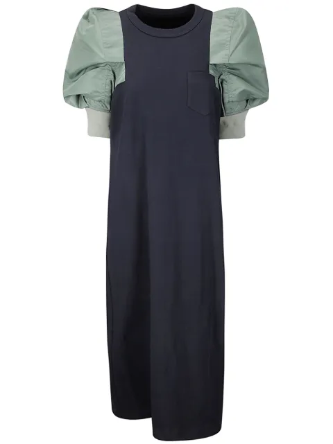 sacai vestido midi con mangas farol