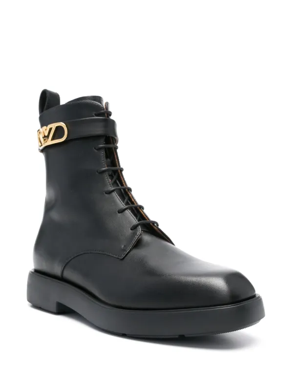 Emporio Armani Eagle-logo Leather Boots Black FARFETCH JO