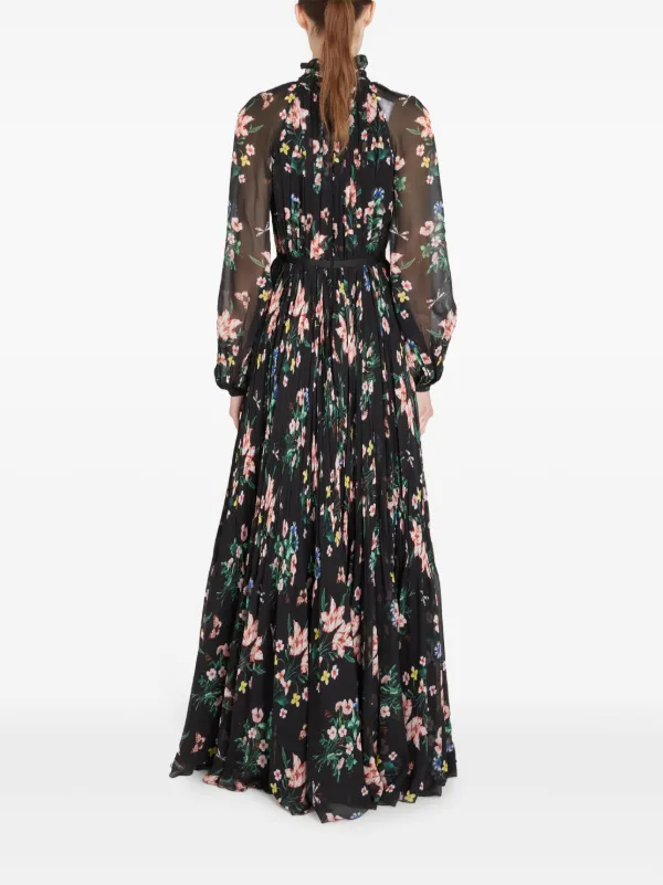 Giambattista Valli Botanical Draped Dress Black FARFETCH IN