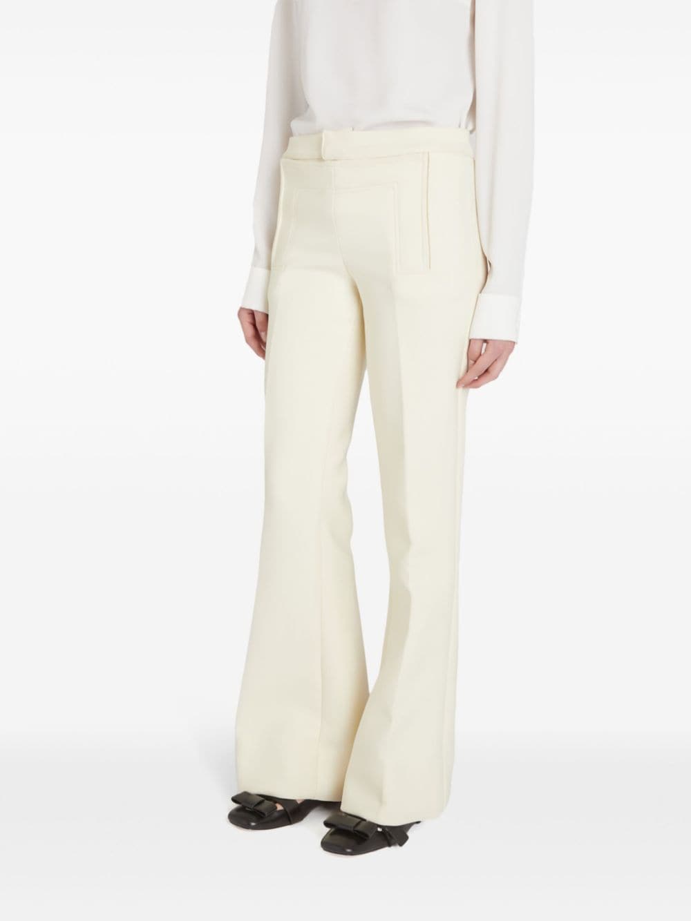 Shop Giambattista Valli Gabardine Flared Trousers In 中性色