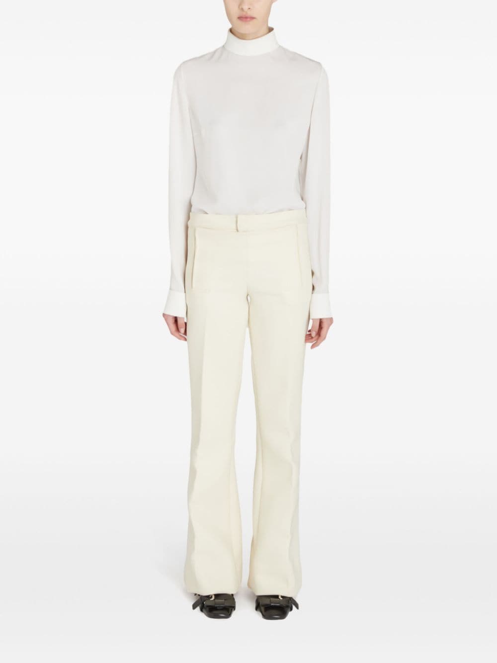 Shop Giambattista Valli Gabardine Flared Trousers In 中性色