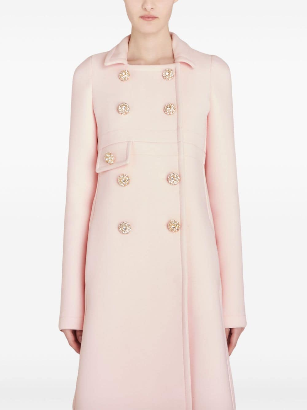 Shop Giambattista Valli Gabardine Double-breasted Coat In Pink