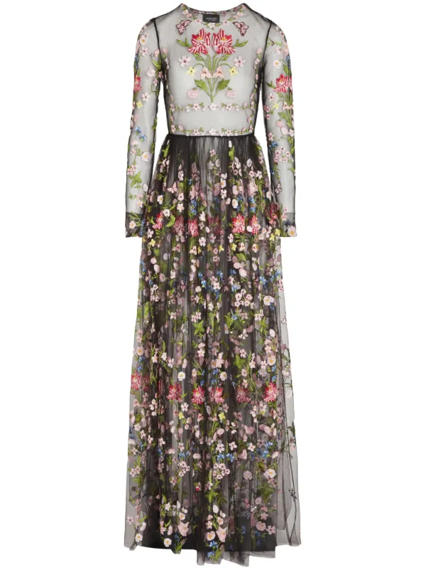 giambattista valli floral embroidered dress Giambattista Valli Floral-embroidered Tulle Dress