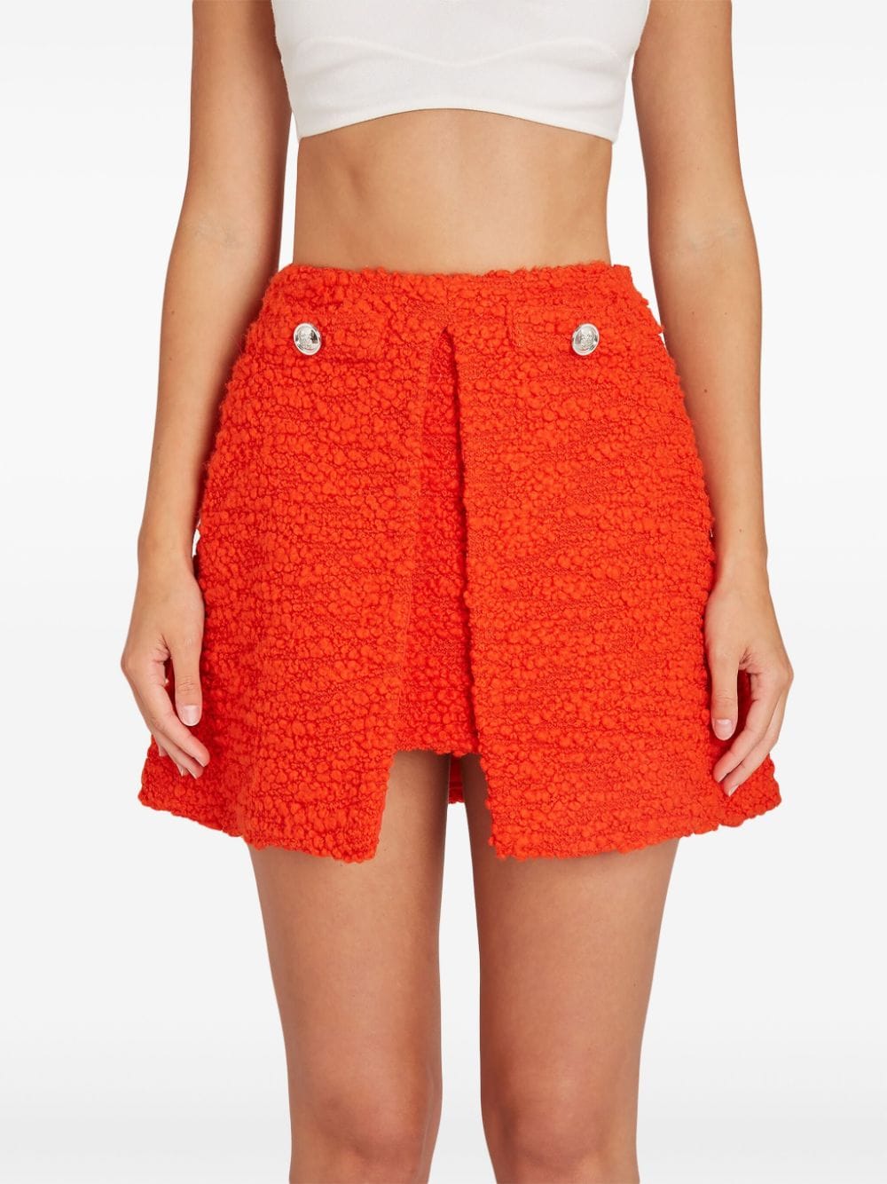 Shop Giambattista Valli Tweed Mini Skirt In Orange