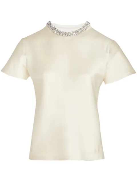 Giambattista Valli T-Shirt mit kristallverziertem Kragen