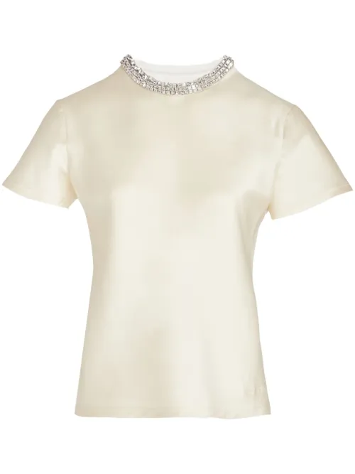 T-shirt à col orné de cristaux - Giambattista Valli - Modalova