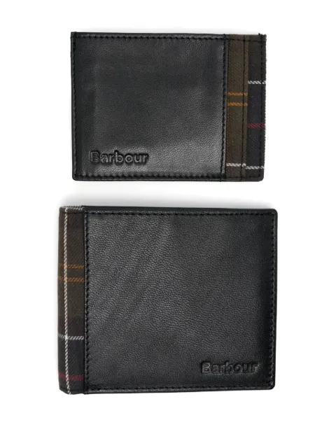 Barbour leather tartan wallet and cardholder set