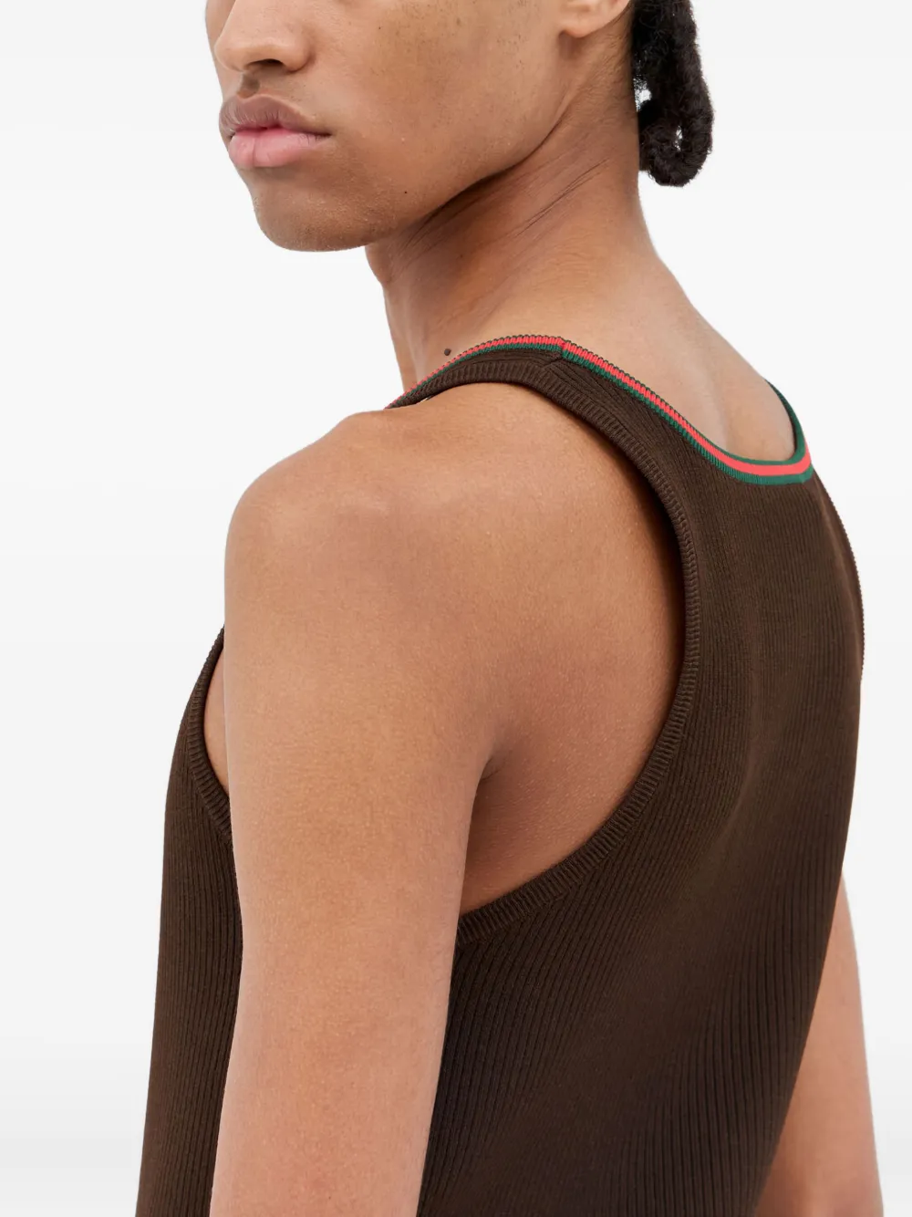 Gucci Gilet met geribbelde afwerking en diepe ronde hals Bruin