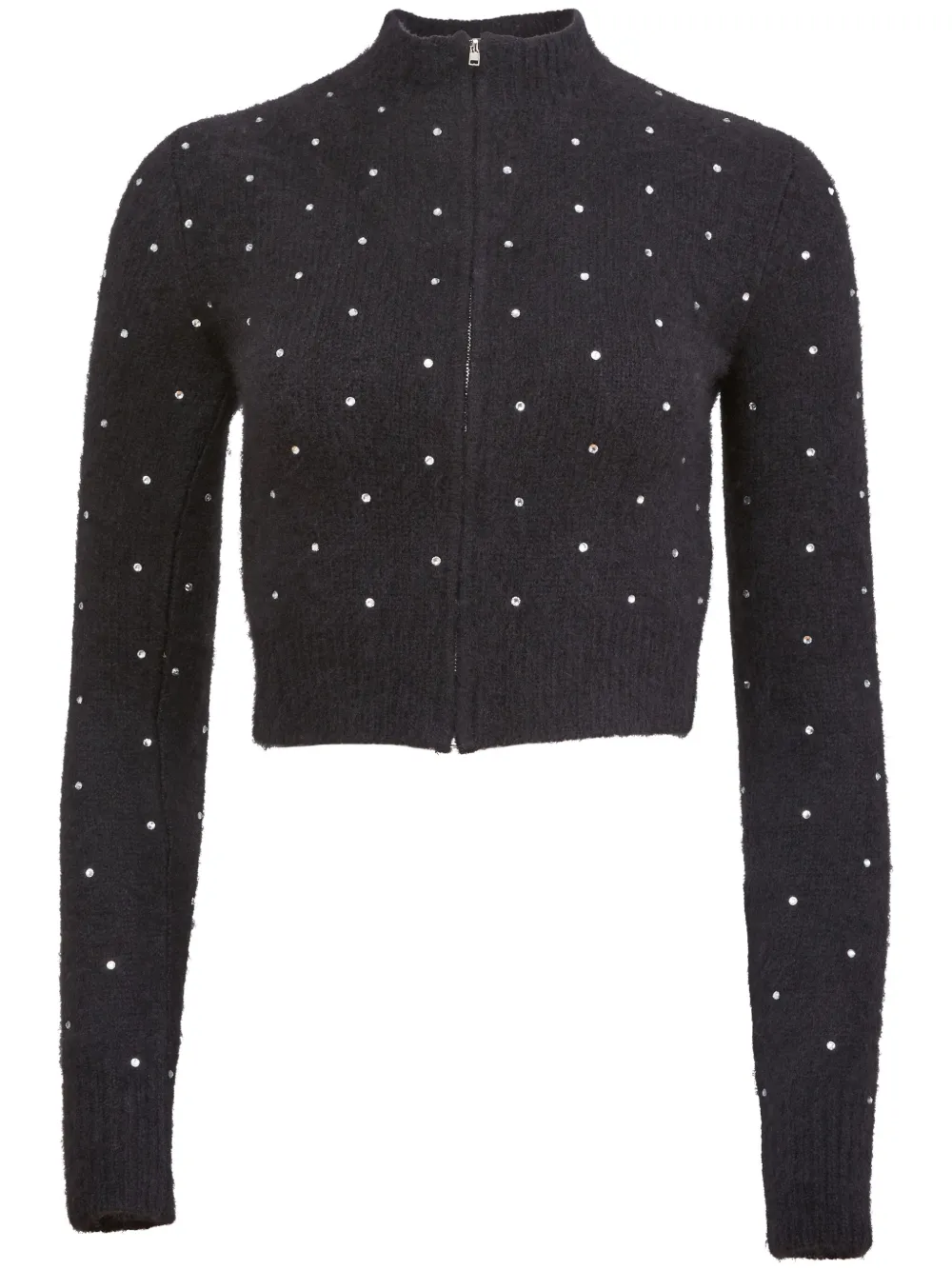 embellished zip-up cardigan