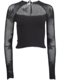 Fleur Du Mal pointelle-knit decollette top - Black