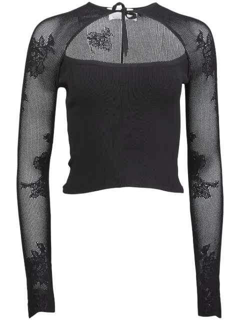 Fleur Du Mal pointelle-knit decollette top