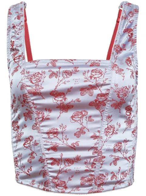 Fleur Du Mal rose-jacquard corset top