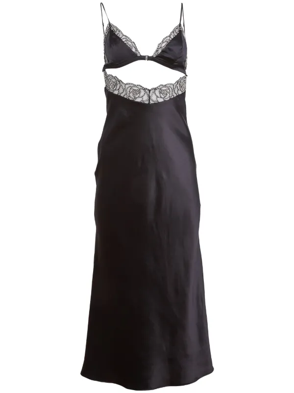 Black Beaded Rose Slip Dress | Fleur du Mal Black / l