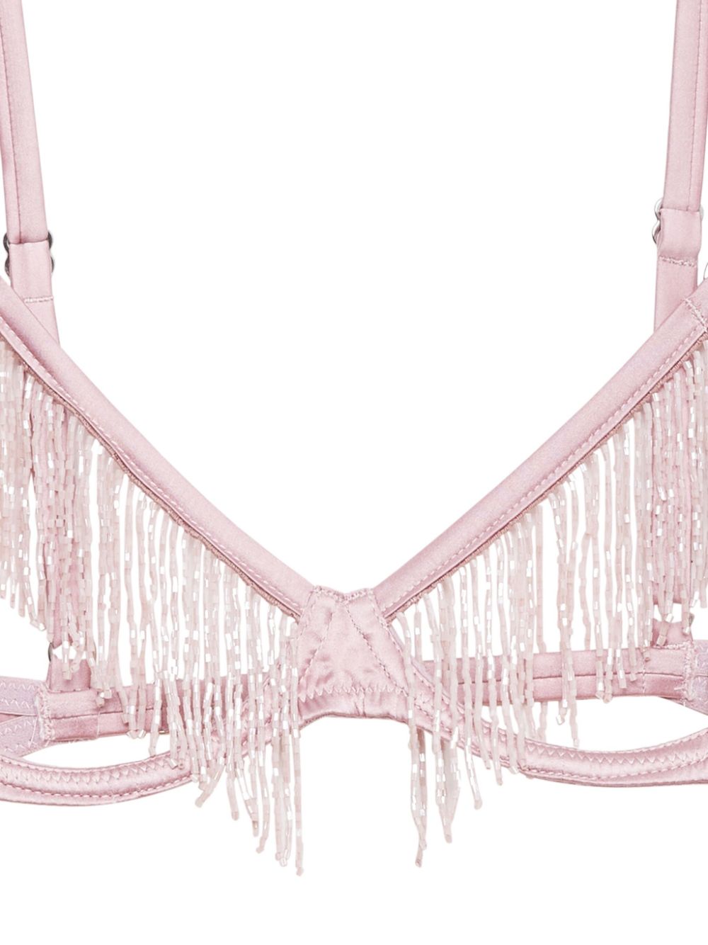 Fleur Du Mal beaded fringe ouvert bra - Pink