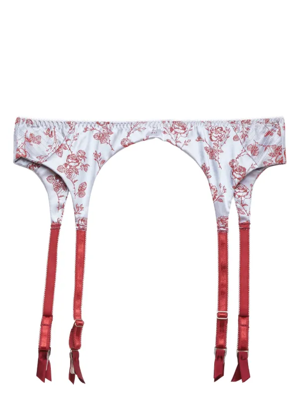 fleur du mal garter belt Fleur Du Mal rose-jacquard Garter Belt | Blue