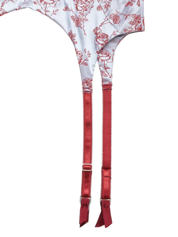 Fleur Du Mal rose-jacquard Garter Belt | Blue | FARFETCH