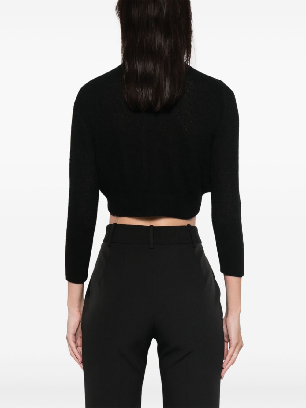 Shop Ermanno Scervino Cropped Cardigan In Black