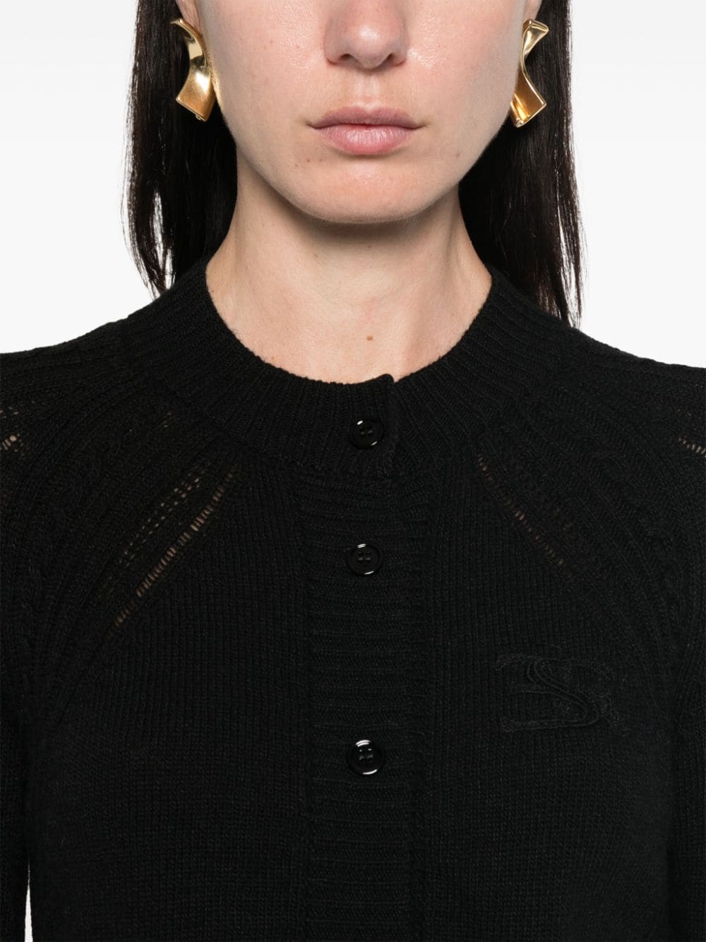 Shop Ermanno Scervino Logo-embroidered Cardigan In Black