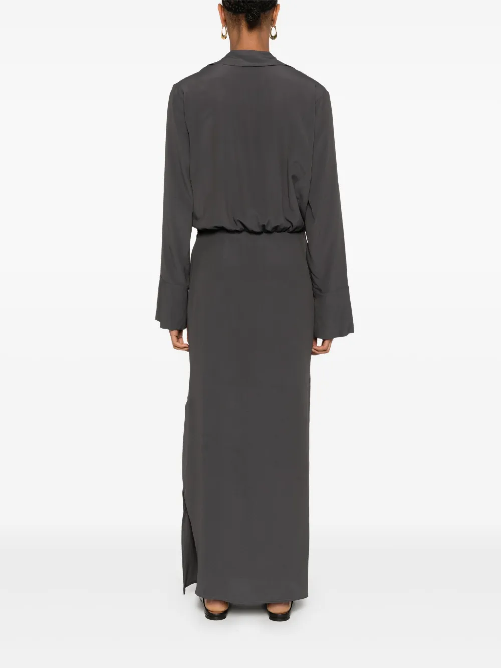 Shop Federica Tosi Crepe Maxi Dress In Grey