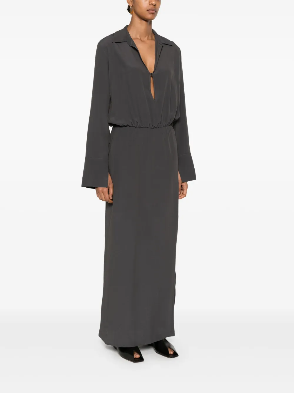 Shop Federica Tosi Crepe Maxi Dress In Grey