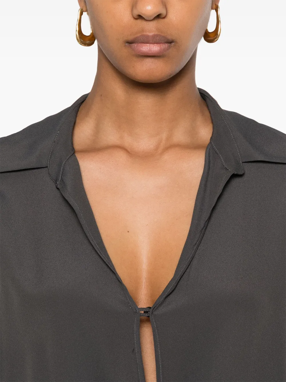 Shop Federica Tosi Crepe Maxi Dress In Grey