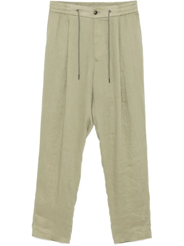 Giorgio Armani Linen Trousers | Green | FARFETCH JO