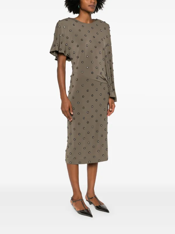 Stella McCartney Abito Midi Con Decorazione Grigio FARFETCH IT