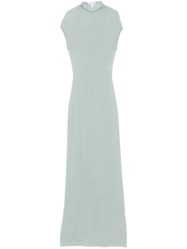 【ALAIA直営店】ROBE LONGUE EN CACHEMIRE Alaïa Cashmere Maxi Dress | Blue | FARFETCH