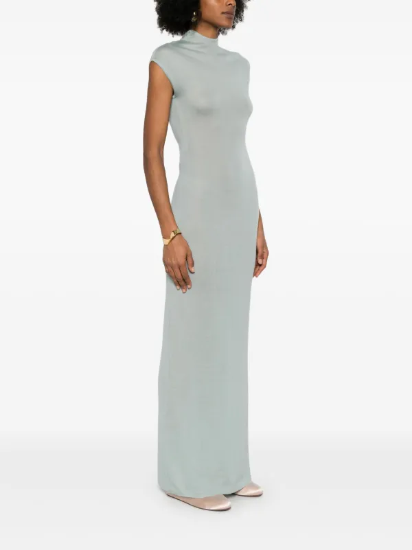 【ALAIA直営店】ROBE LONGUE EN CACHEMIRE Alaïa Cashmere Maxi Dress | Blue | FARFETCH