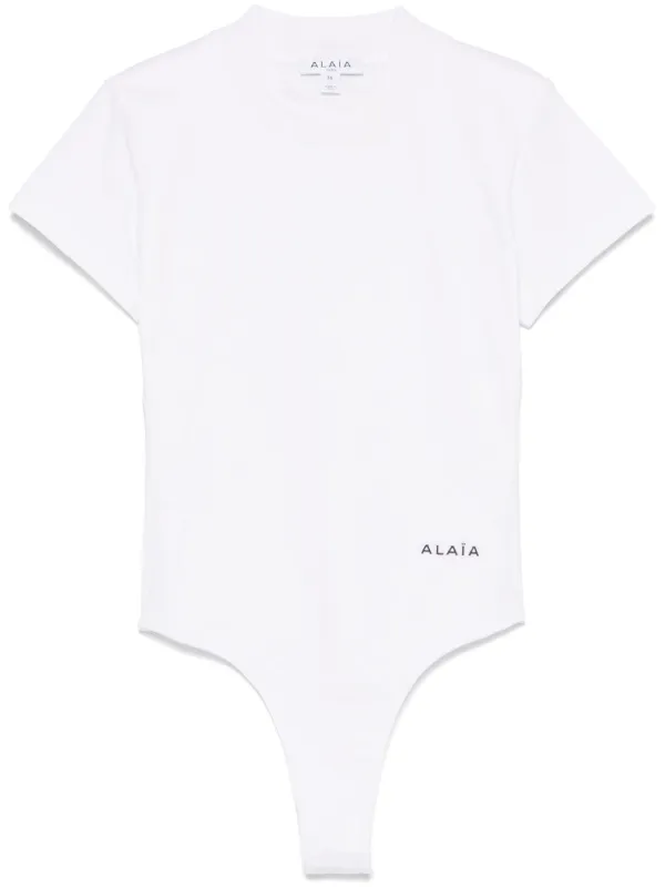 Alaïa logo-embroidered Bodysuit | White | FARFETCH