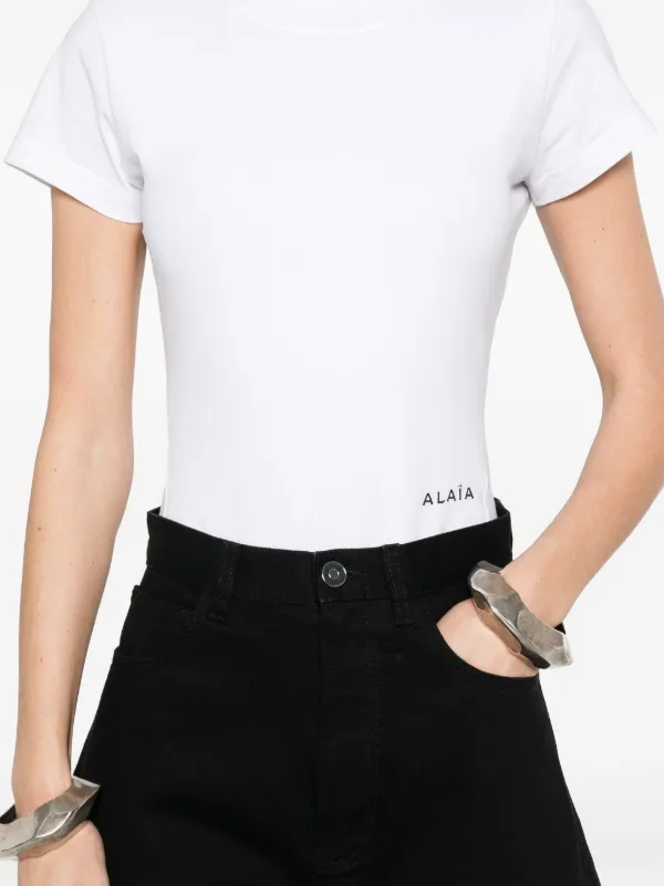 Alaïa logo-embroidered Bodysuit | White | FARFETCH